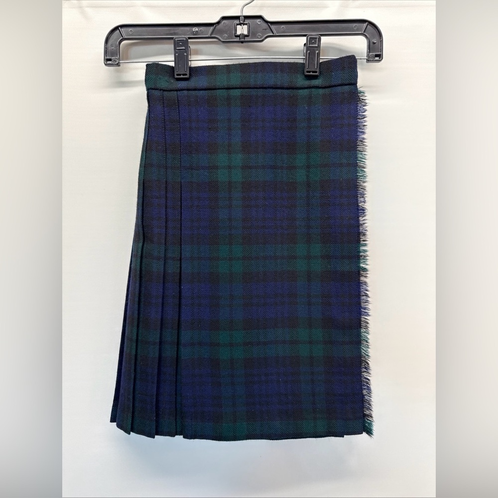 Highland Home Industries Wool Tartan Kilt Plaid Pleated Skirt Scotland Sz Age7/8